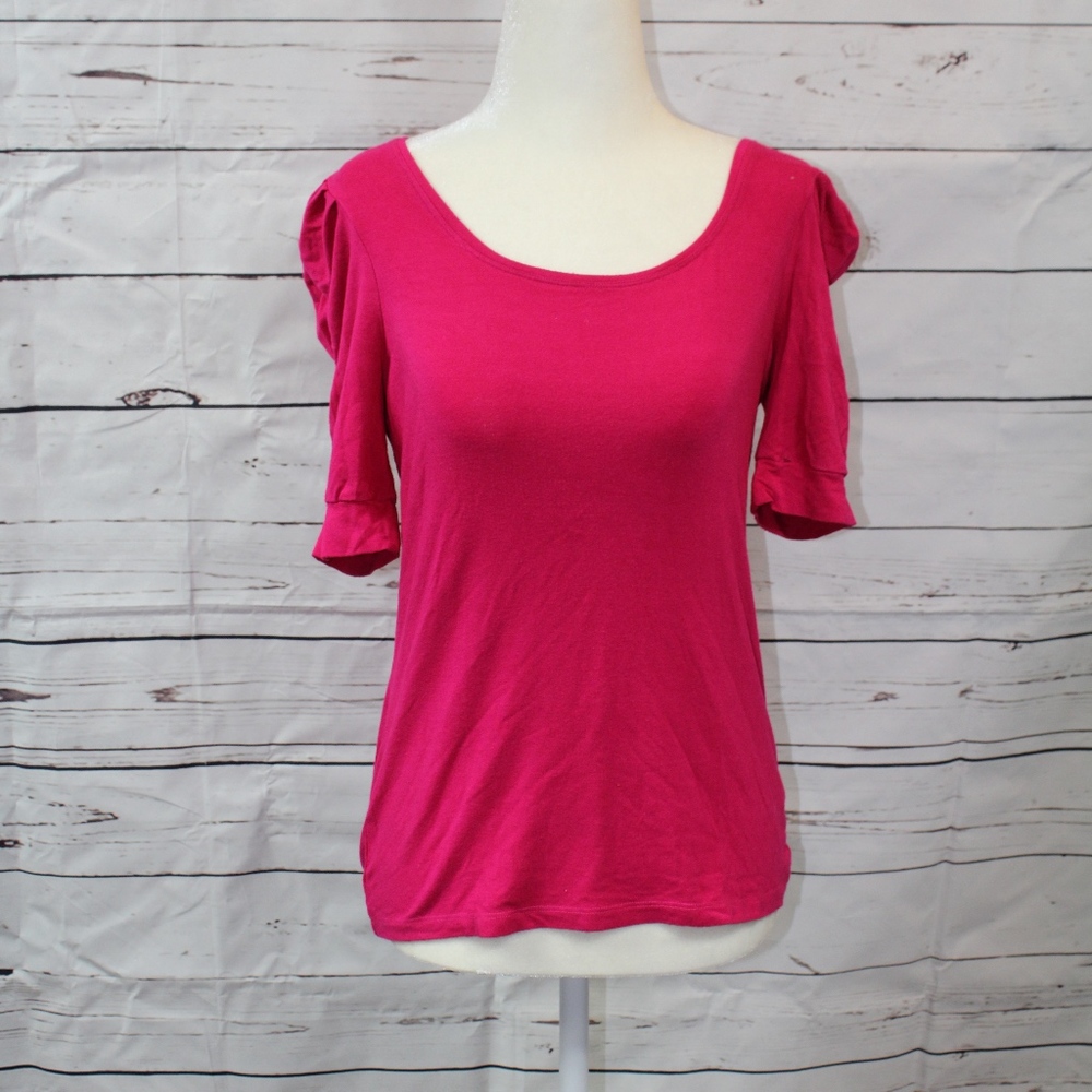 Saks Fifth Pink Top with Ruffle Short Sleeves